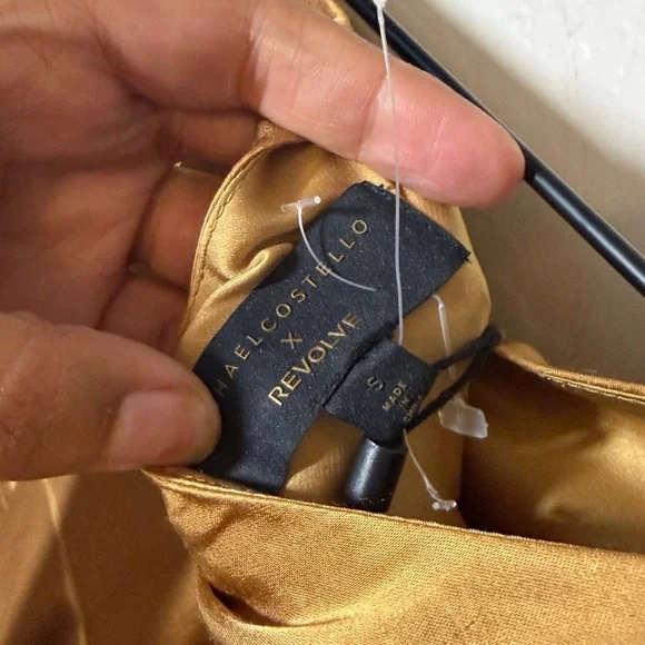 NWT Michael Costello x REVOLVE Mae One Shoulder Evening Gown in Gold Size Small - Picture 9 of 10